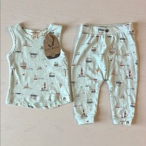 Rabbit + Bear Organic Cotton Nautical Matching Set 3-6 12 months